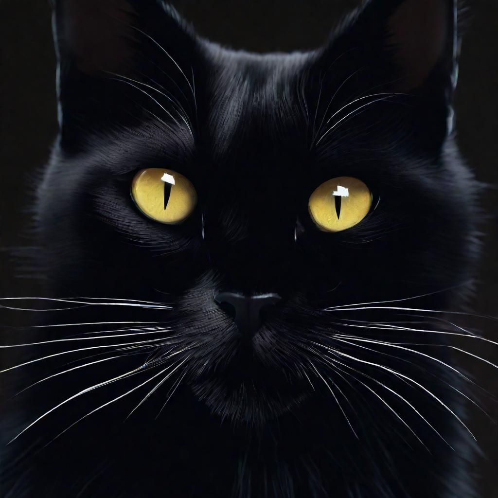 Black Cat Face in Kinetic Art Style