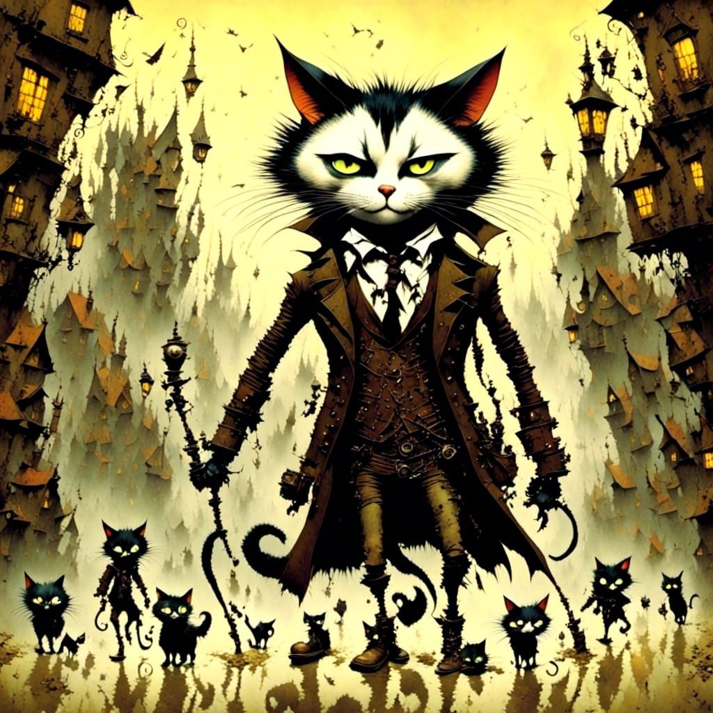 Stylized Cartoon Cat Character