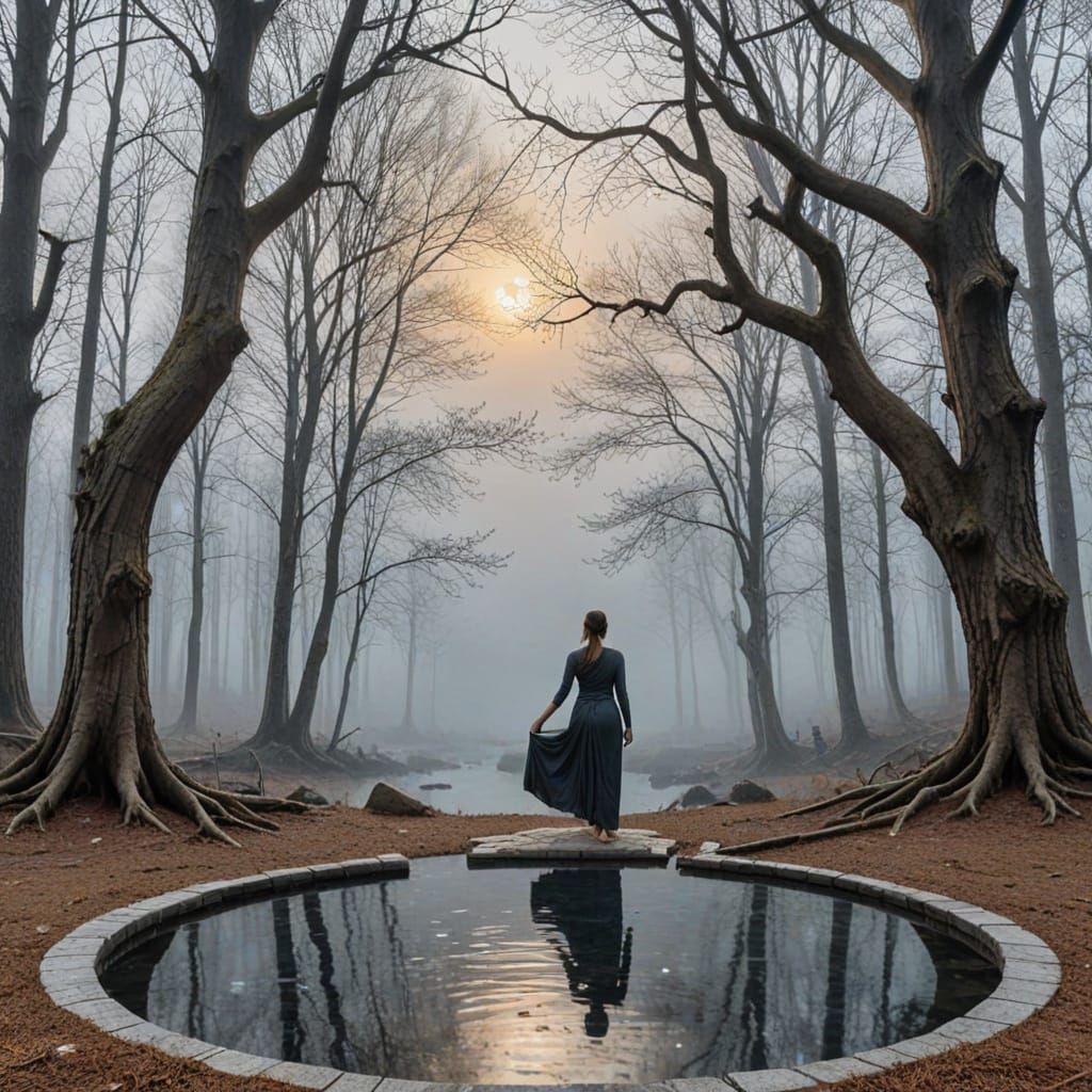 Yin Yang Balance of Nature and Spirit in Charcoal