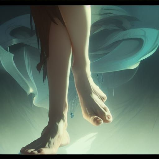 Hyperdetailed Anime Feet in Dark Fantasy Style