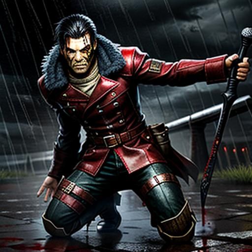 Boots Raining Blood: An AI Generated Image