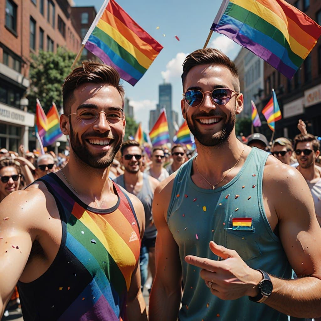 Joyful Pride Parade Celebration in Digital Painting Style