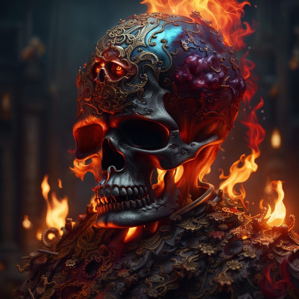 Flaming Skull Fantasy Concept Art