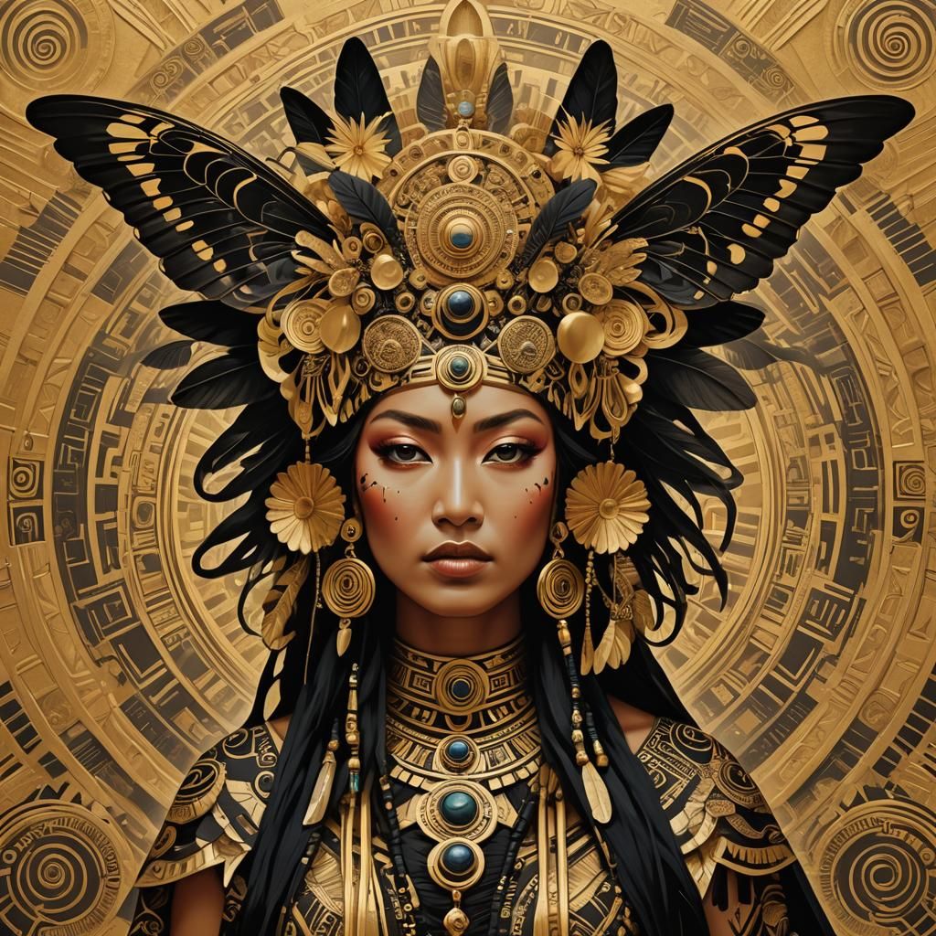 Aztec Obsidian Butterfly  Goddess Ītzpāpalōtl altar piece by...