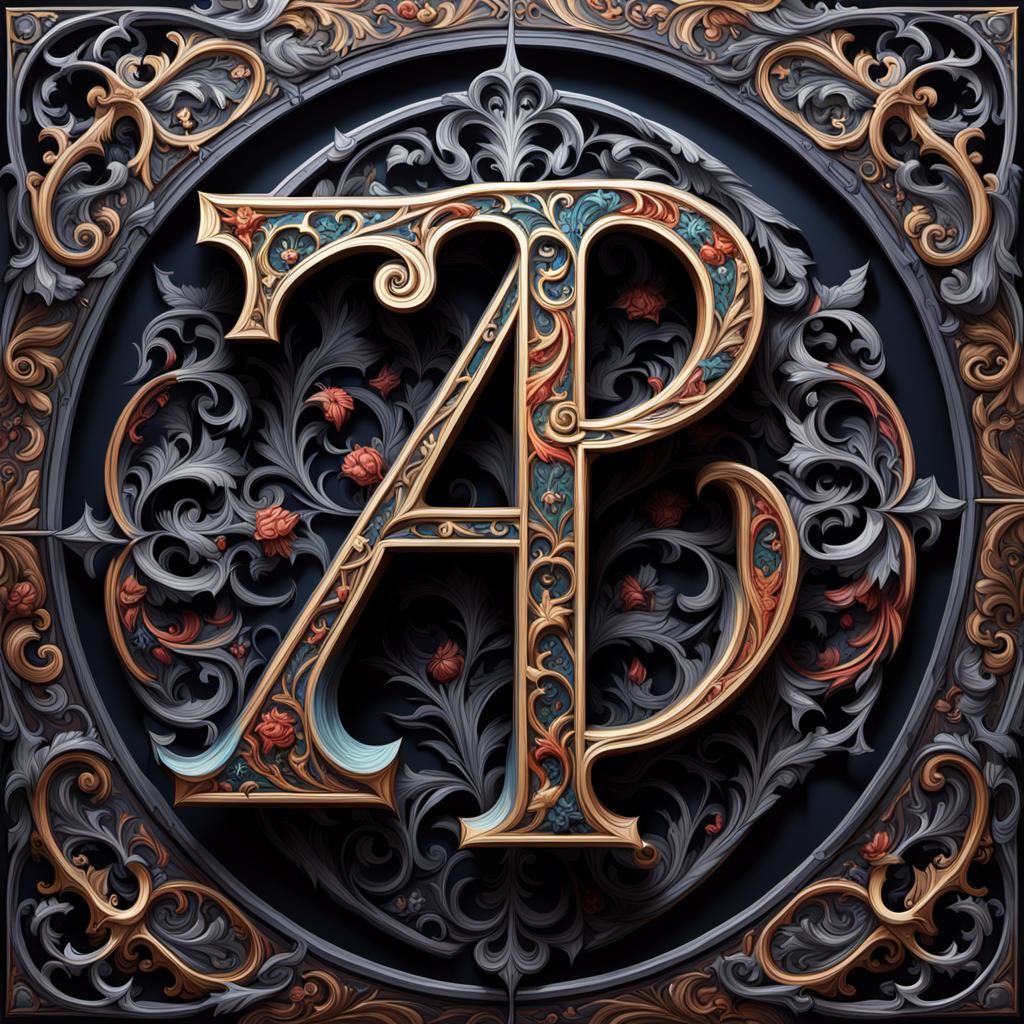 Gothic Illuminated Initial A in Hyperrealism