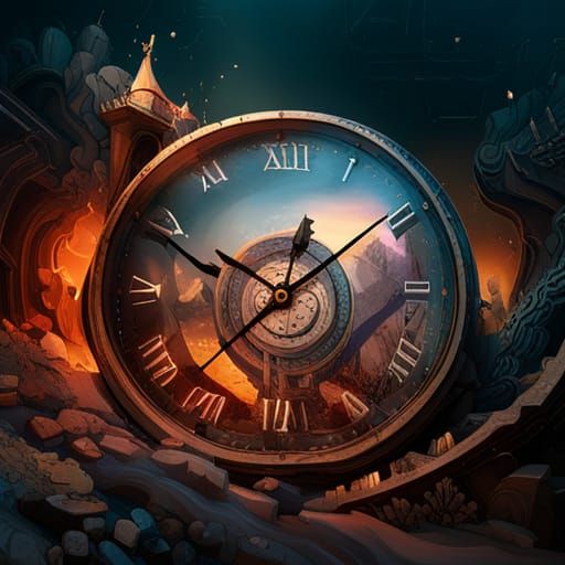 Broken Wall Clock in Detailed Digital Art