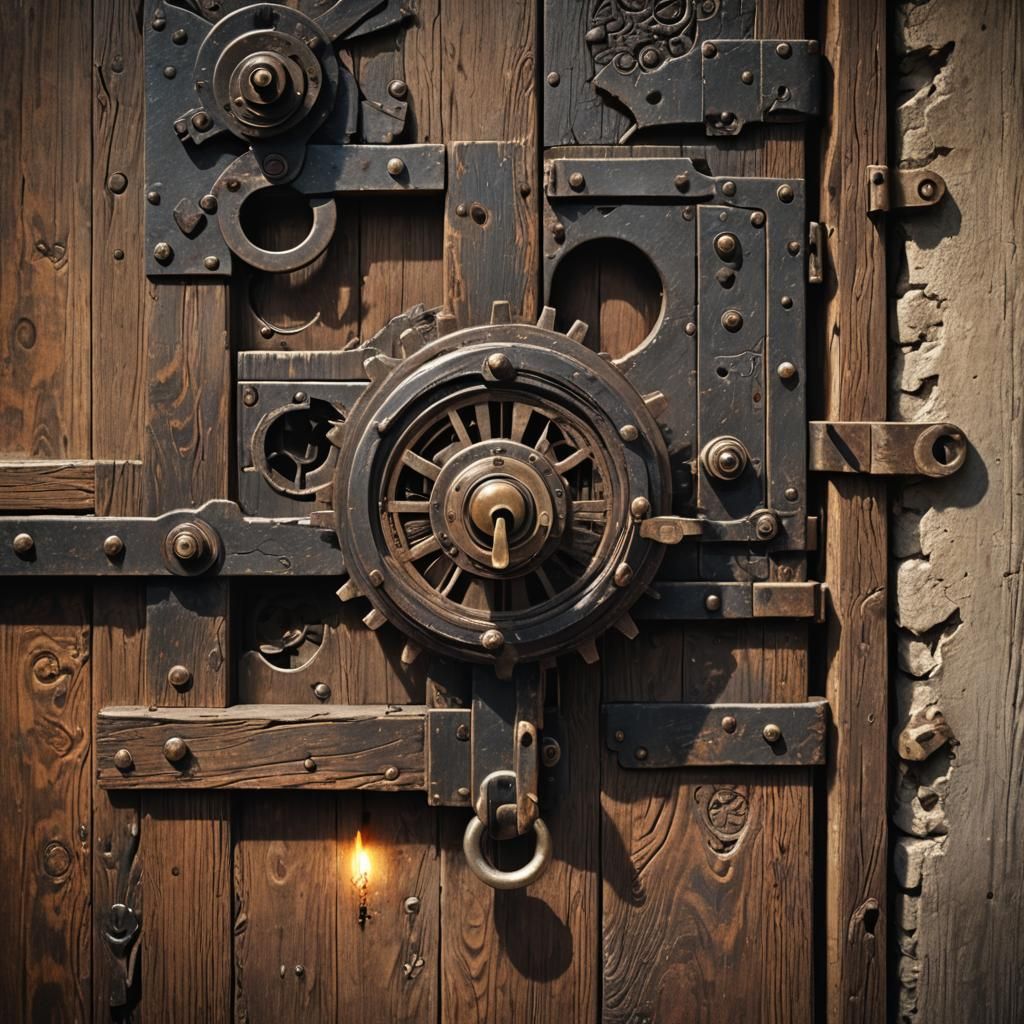 Ancient Lock Mechanism in Abandoned Room