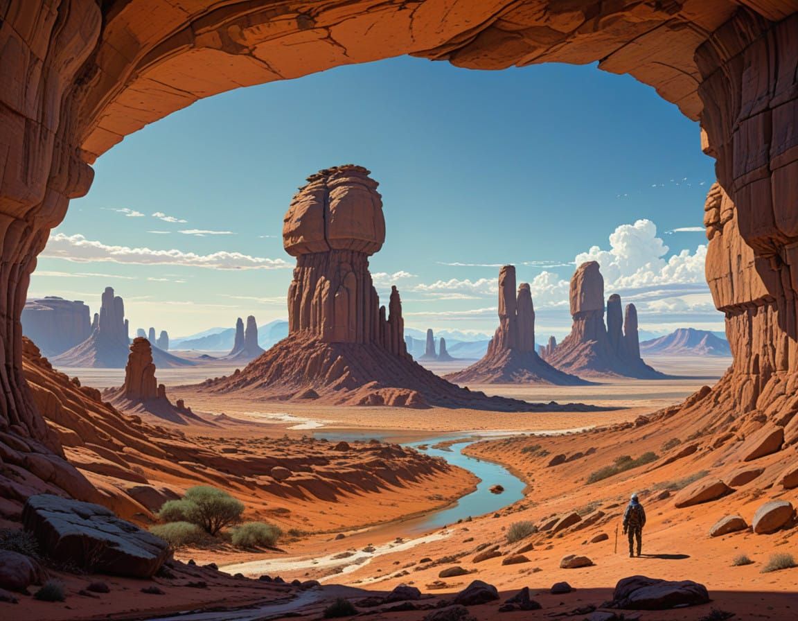 Dreamlike Desert Landscape in Vibrant Earthy Tones