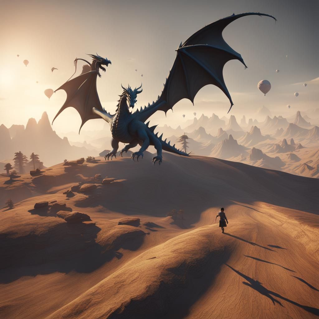 Dragon Family Soaring Through the Void