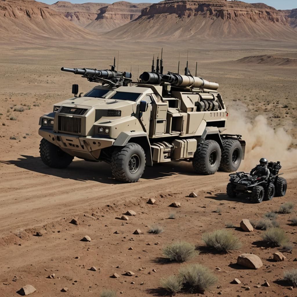 Six-Wheeled Rocket Launcher Vehicle: Digital Art