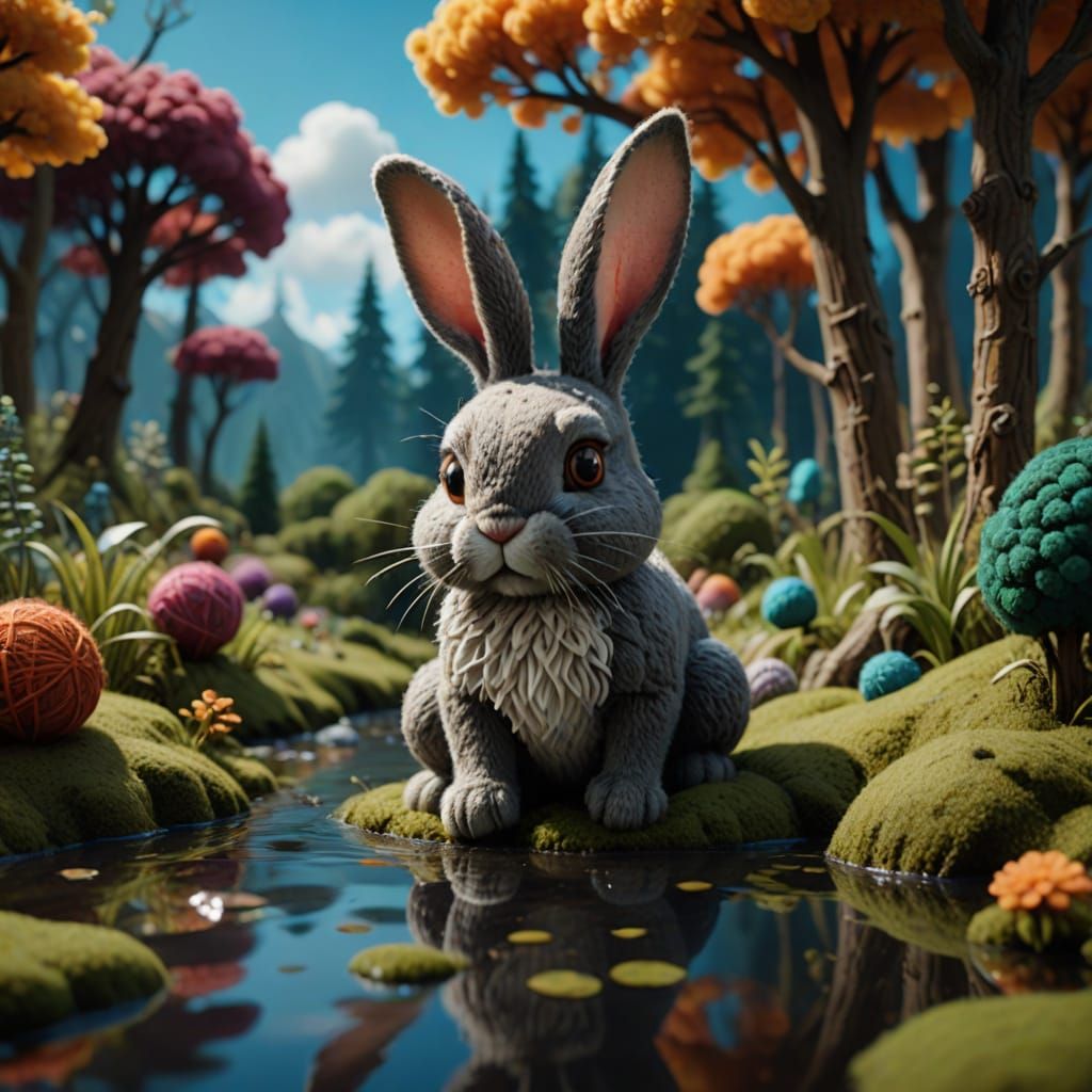 Whimsical Felt World with Wool Trees and Clouds