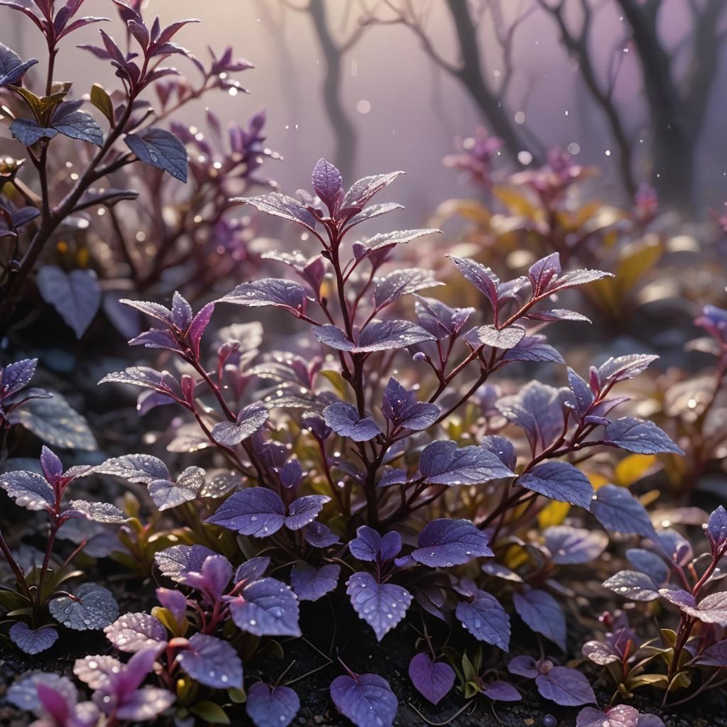Ethereal Microscopic Shrub in Fantasy Landscape