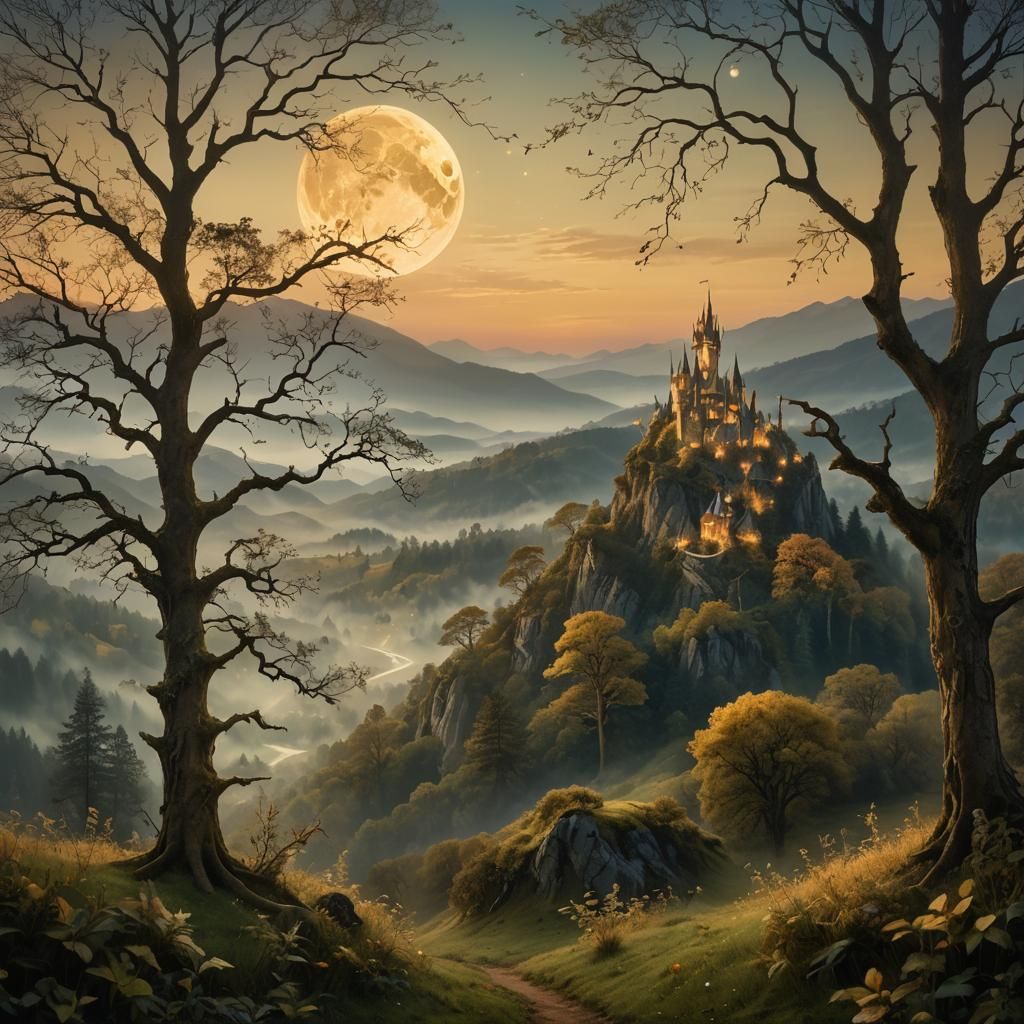 Ethereal Fantasyland Landscape at Dusk