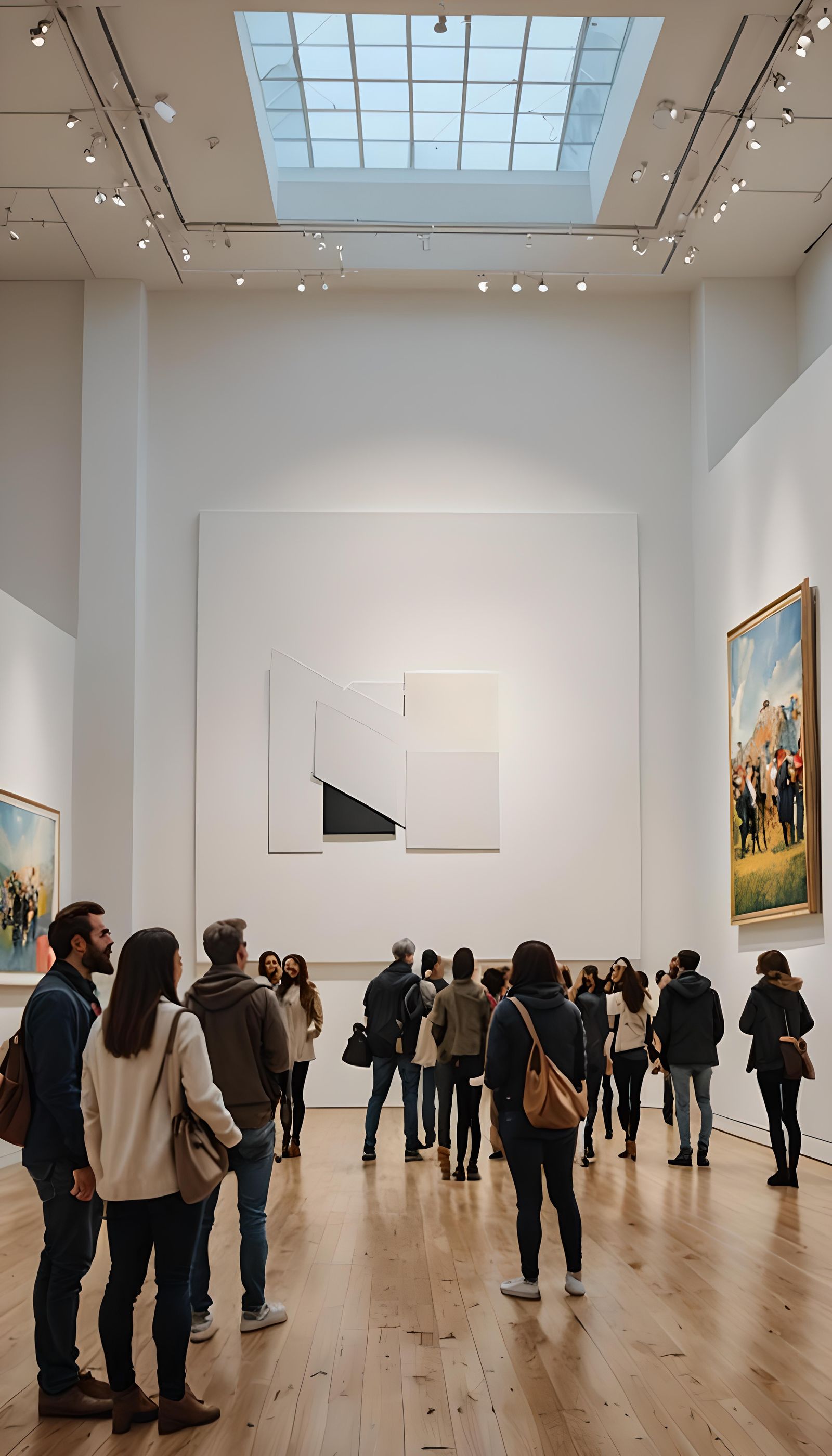 Upscale Art Gallery with Blank Canvas