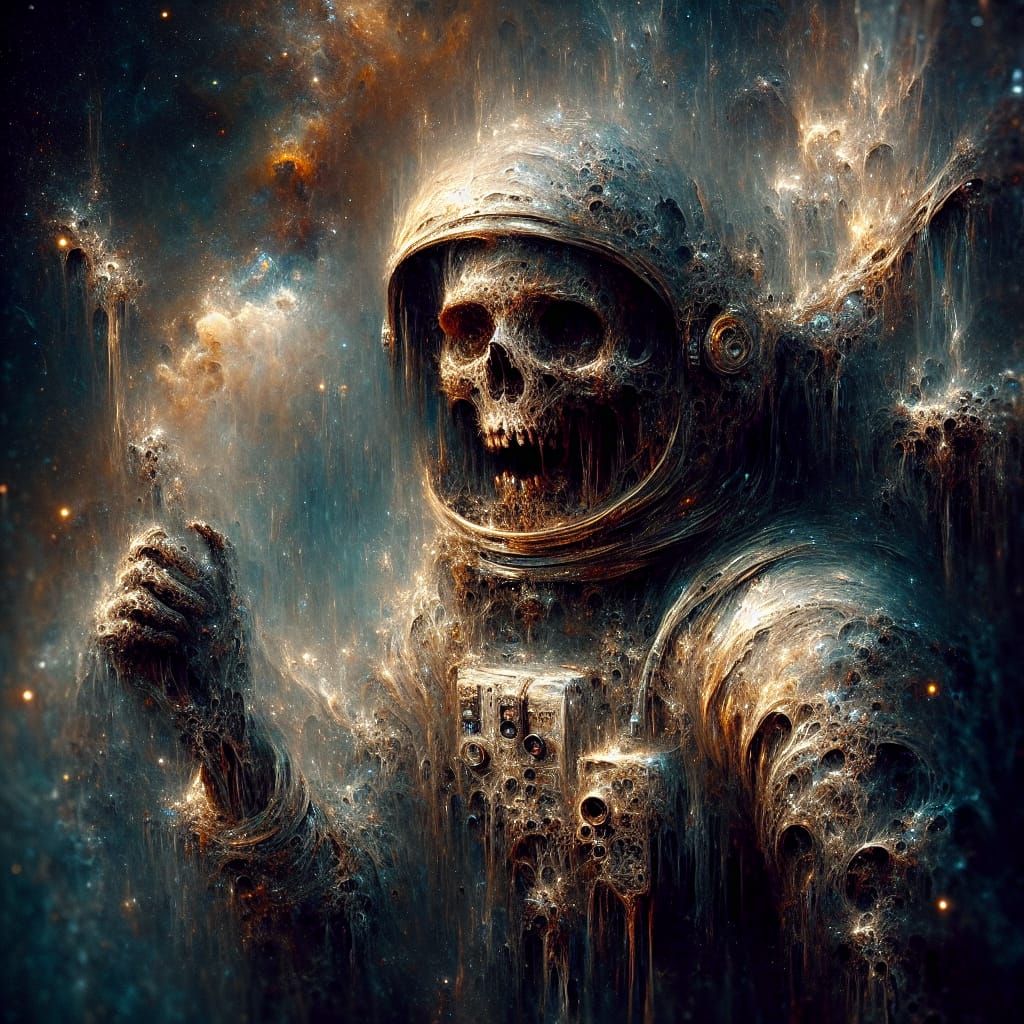 Astronaut Dissolving into Stardust: Grotesque Art