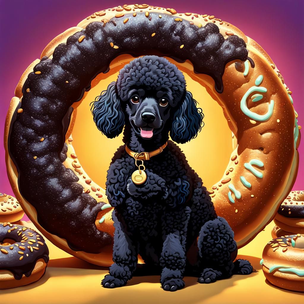 Poodle Comfortably Sitting Inside a Bagel: 3D Digital Art