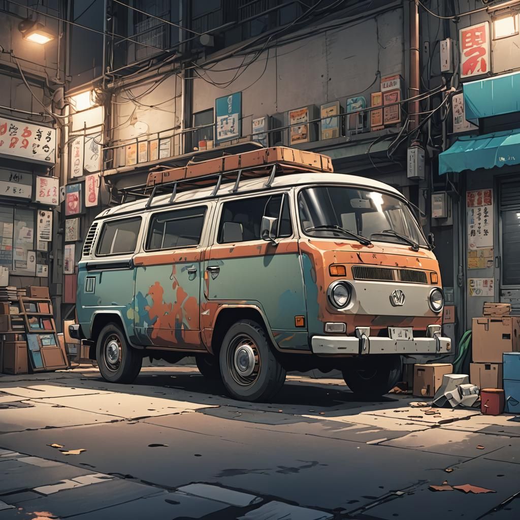 Anime-Style Van in Cel-Shaded Manga Scan