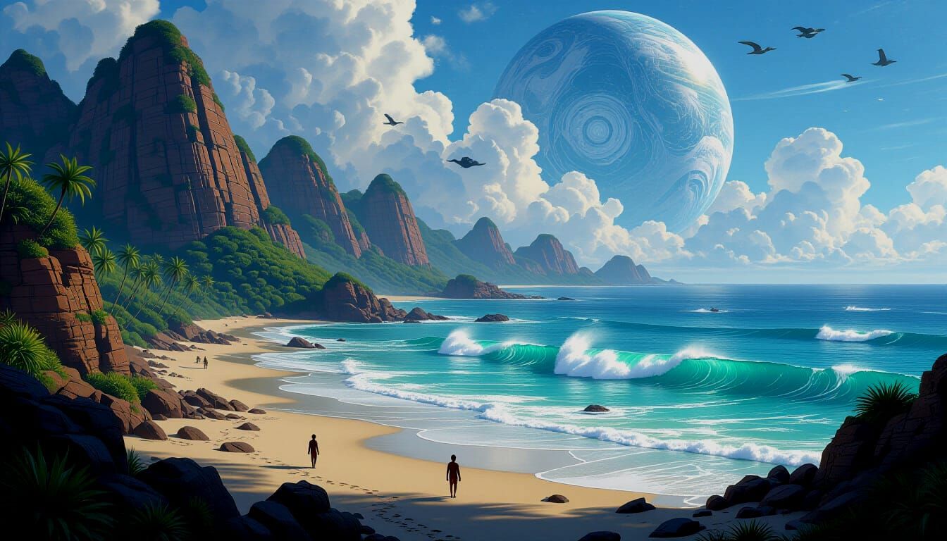 Hyperdetailed Sci-Fi Seashore Landscape