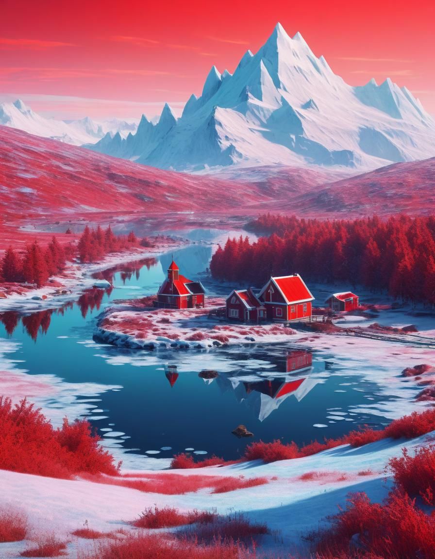 Ethereal Solarpunk Landscape in Contrasting Colors