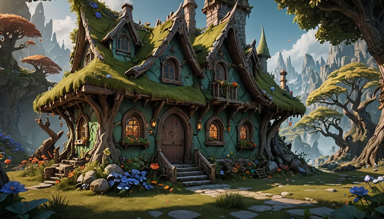Fantastical Elf House in Detailed Matte Painting