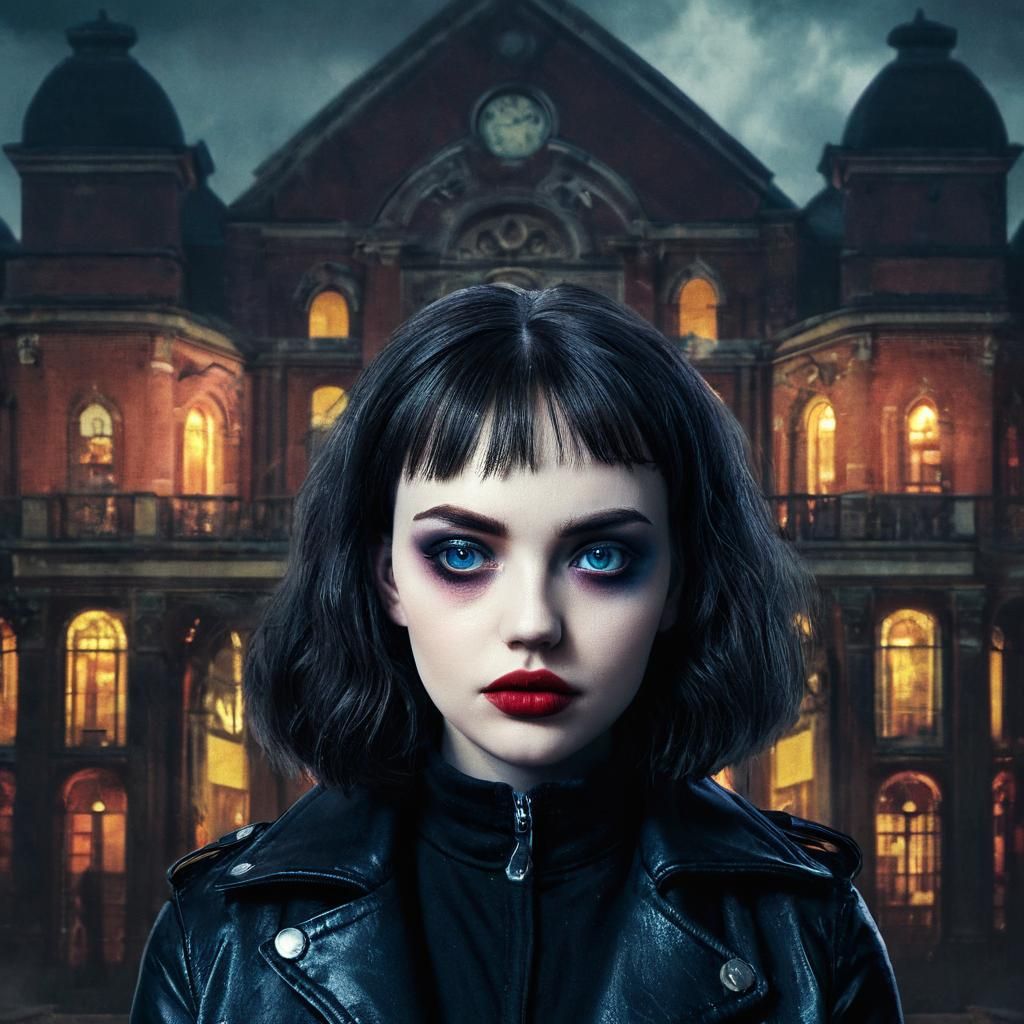 Edgy Vampire in Dark City: Cinematic Portrait