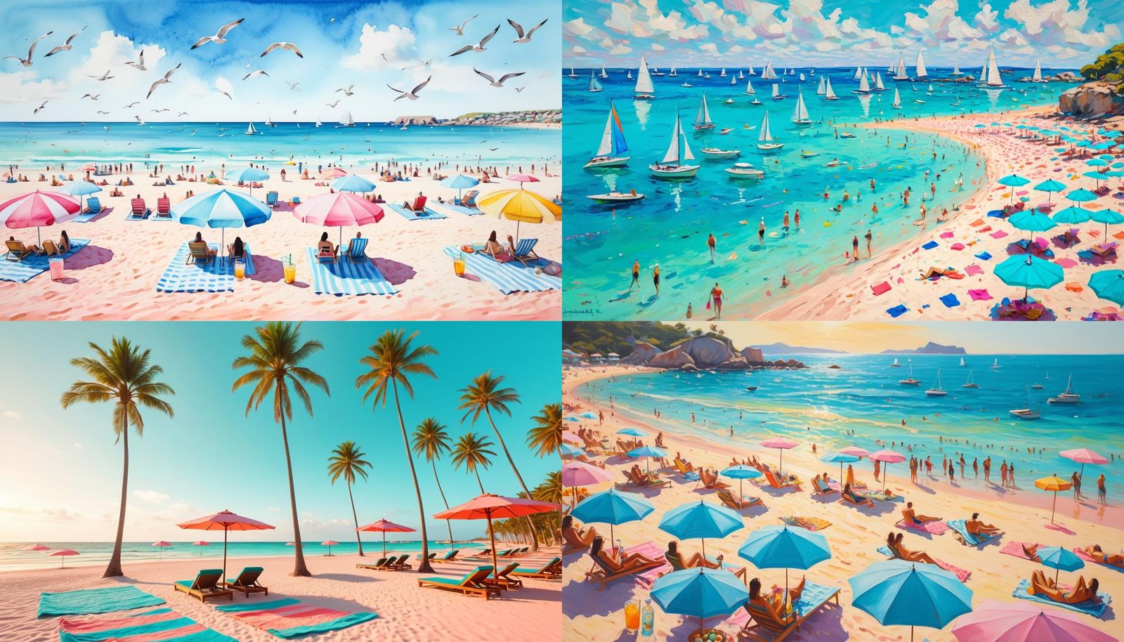 Adults Enjoying Relaxation on a Vibrant Pink Sand Beach