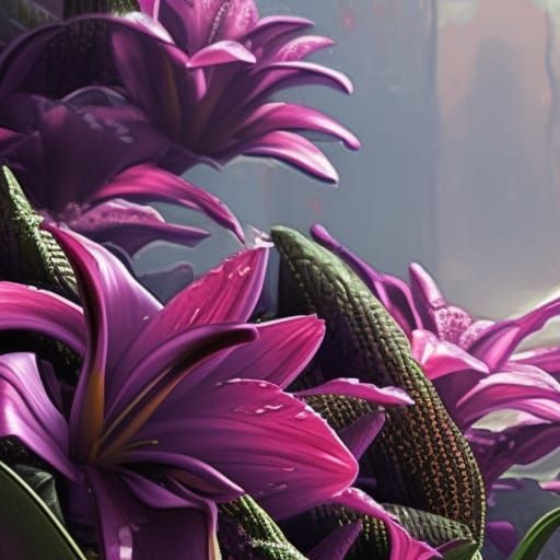 Detailed Matte Painting of Lilies in 8K