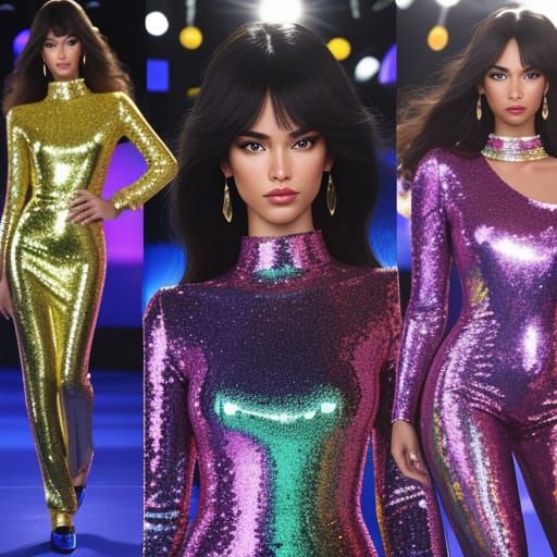Vibrant Disco Runway Scene in Photorealistic Style