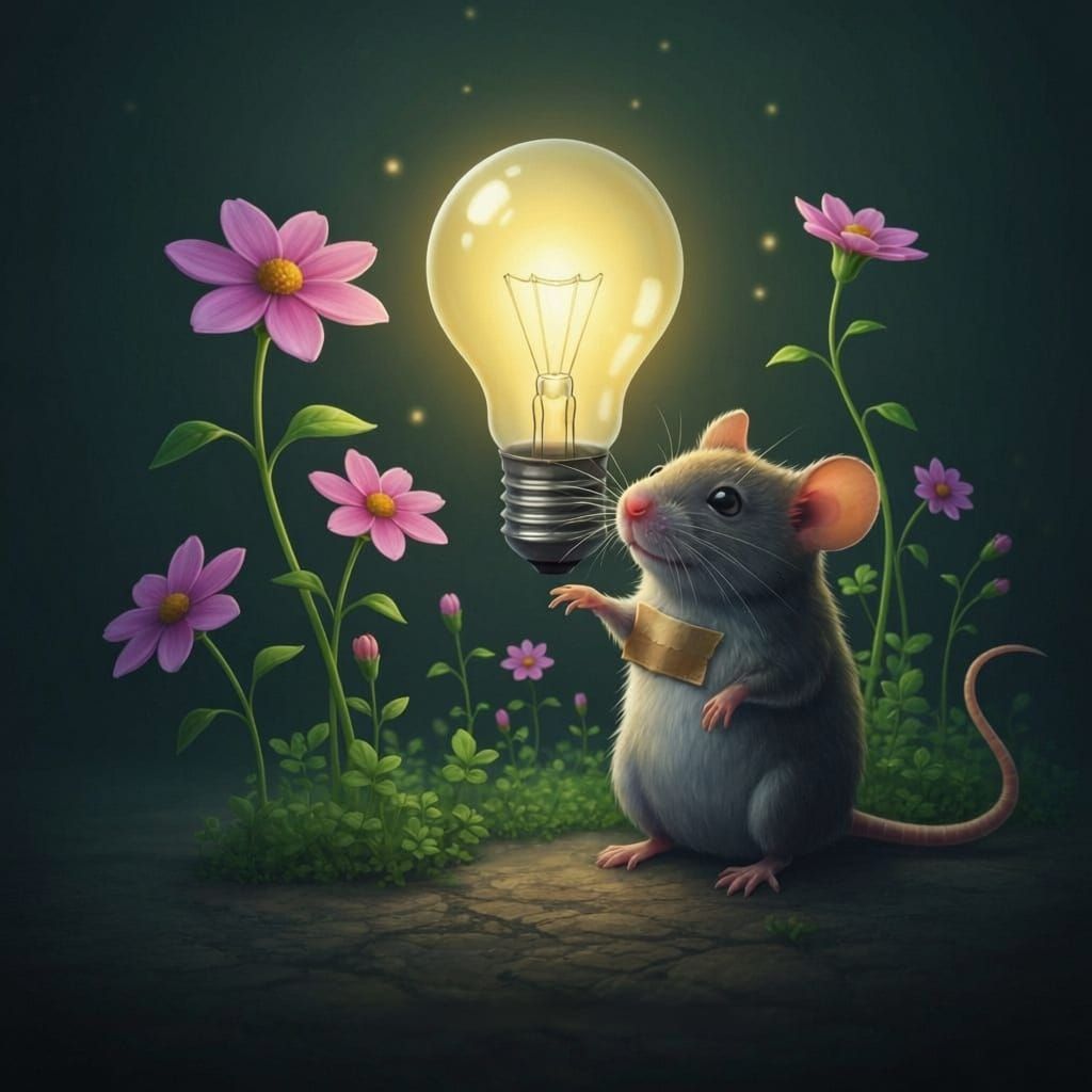 Mouse with Lightbulb Inspires Blooming Fantasy Garden