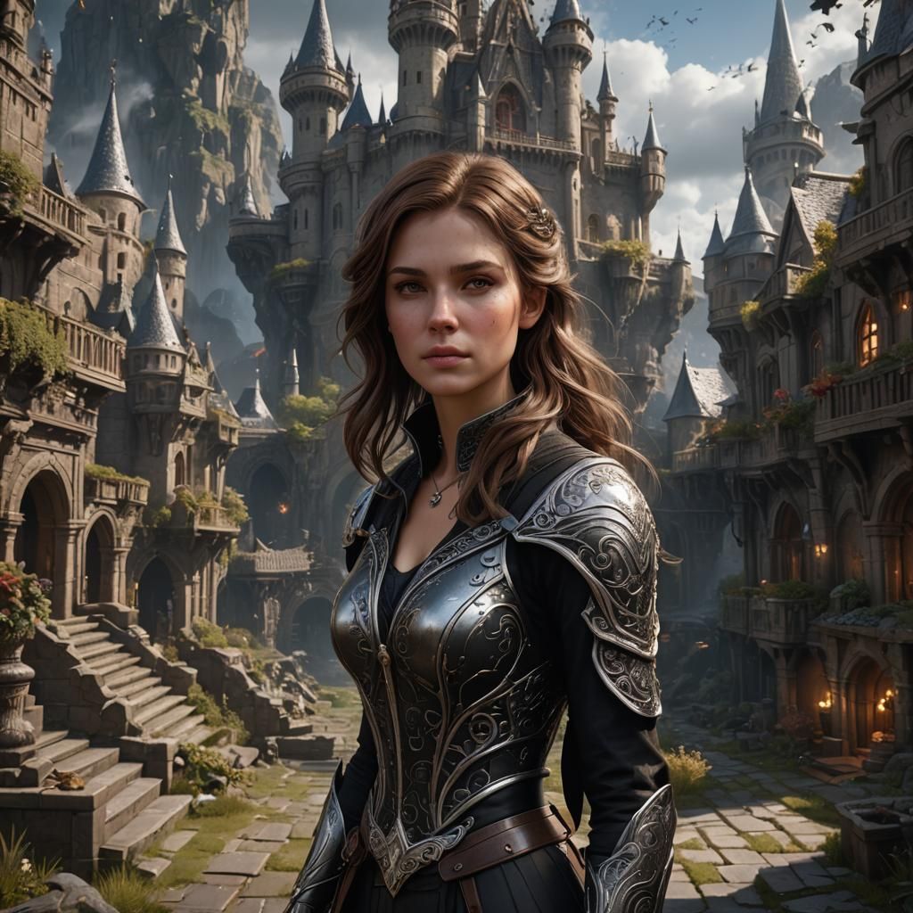 Woman in Black and Silver: Detailed Fantasy Art