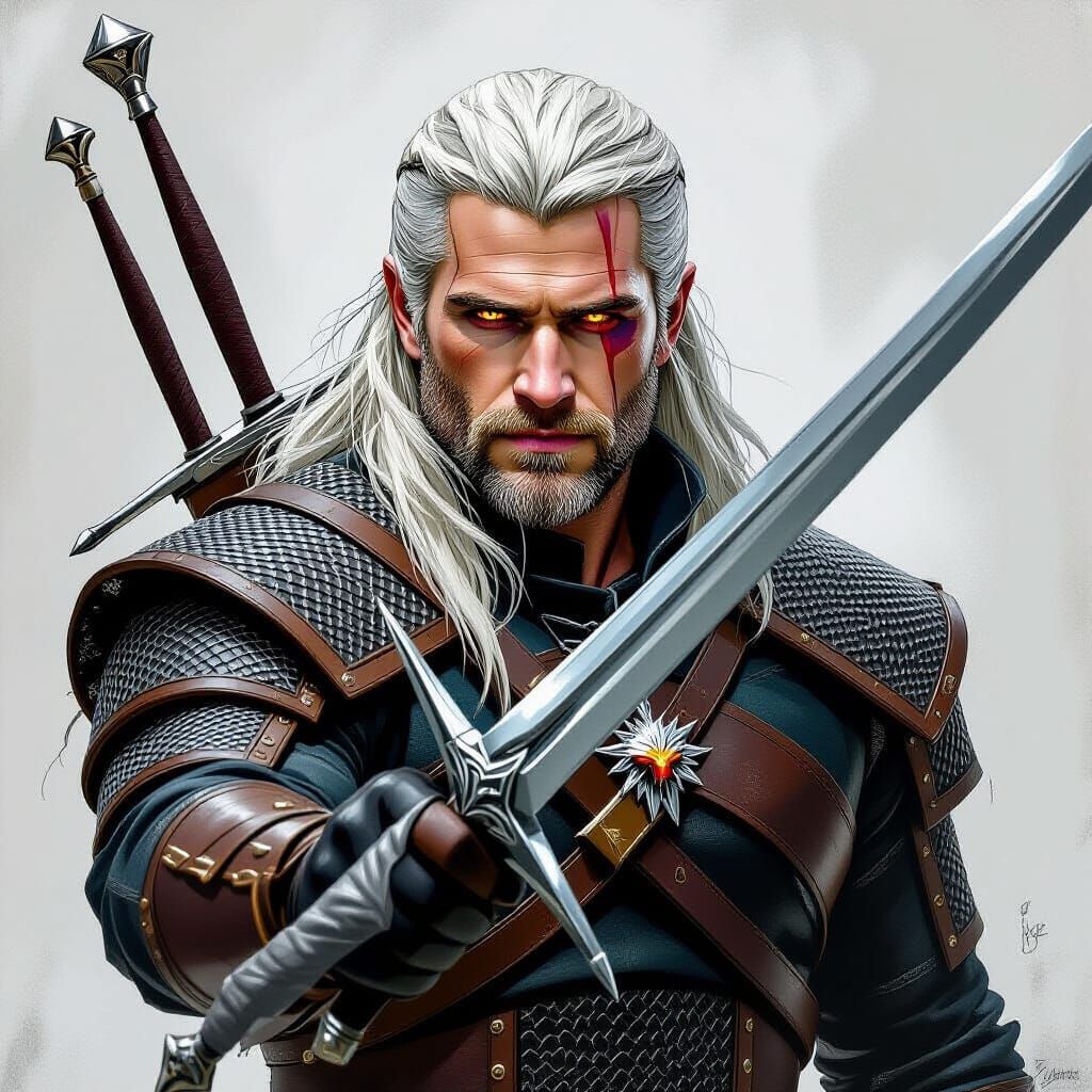 Geralt of Rivia: Digital Art Inspired by Frank Frazetta