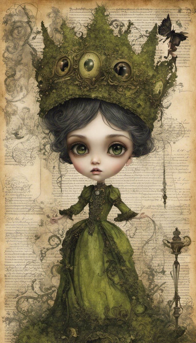 Gothic Moss Princess Collage With Peach Color Palette