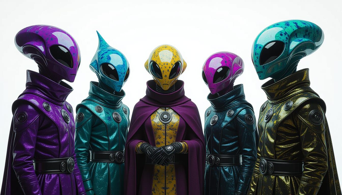 Exotic Aliens in Hyperdetailed Iridescent Attire