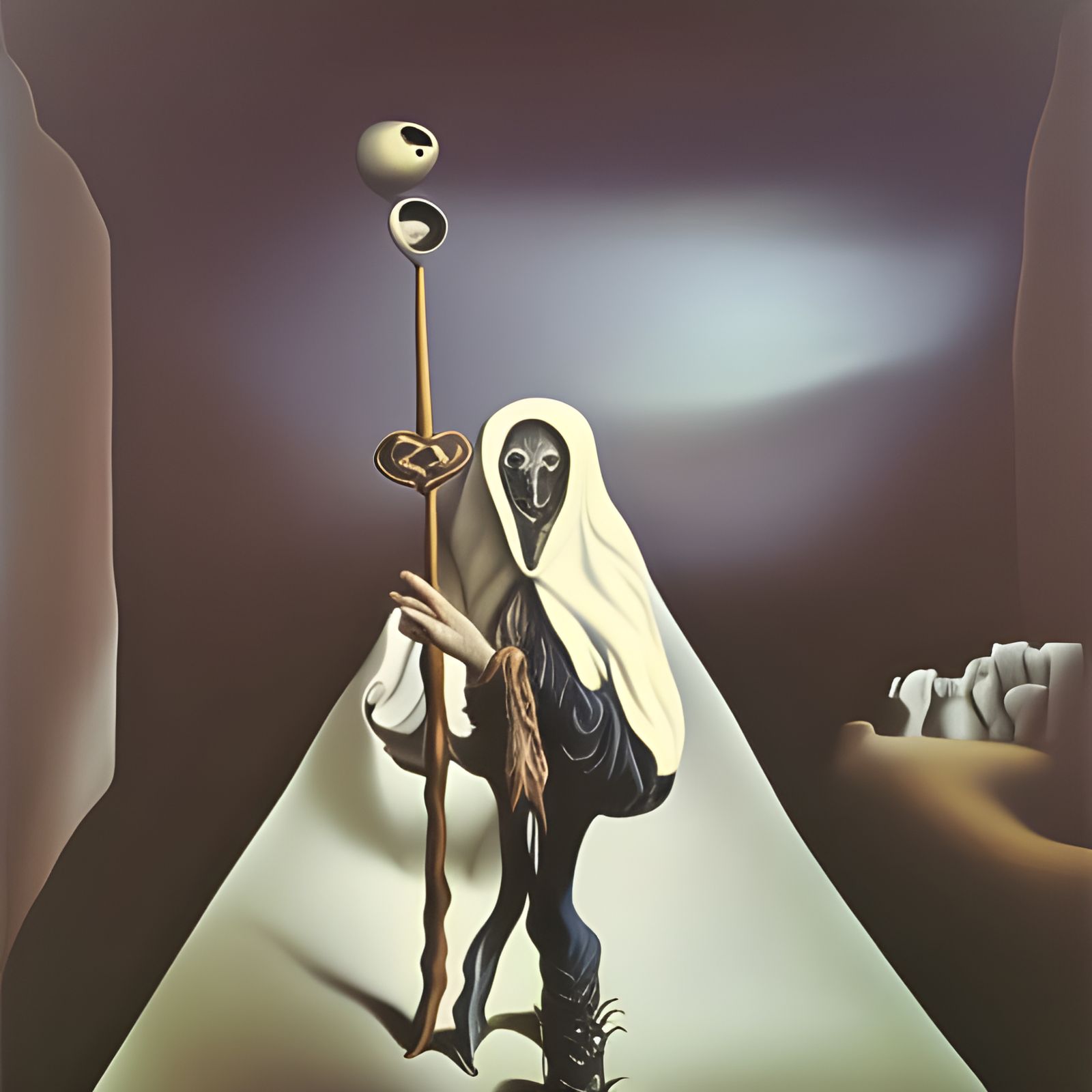 Undead Sorcerer in Surrealist Oil Painting Style