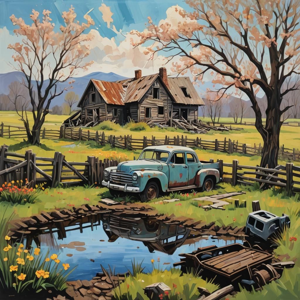 Abandoned Farmhouse: An Impasto Acrylic Painting