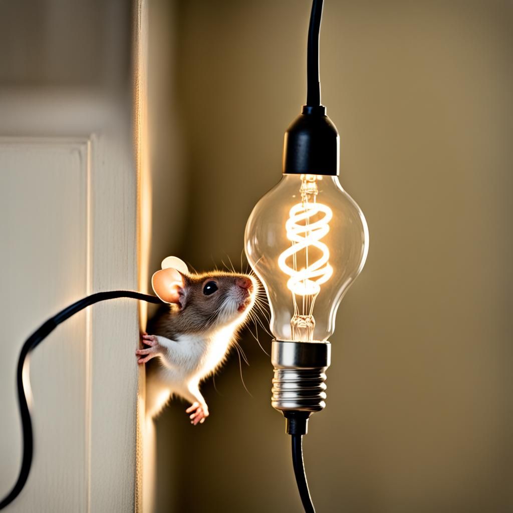 Macro Photograph of Mouse with Light Bulbs