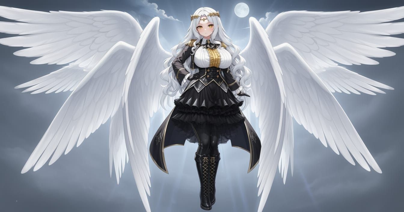 Angel Gabriel with White Wings and Gothic Dress