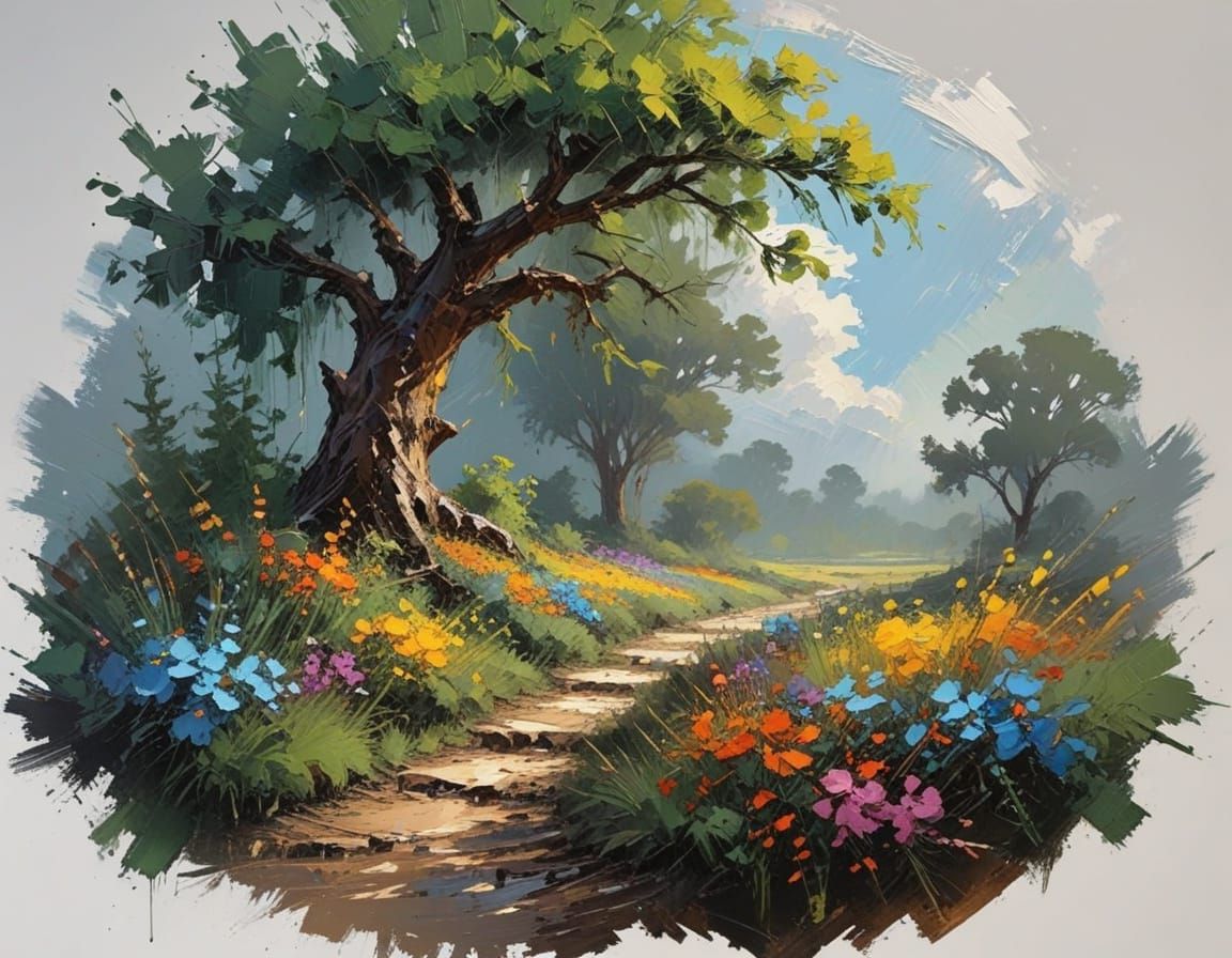 Vibrant Spring Awakening in Expressive Brushstrokes