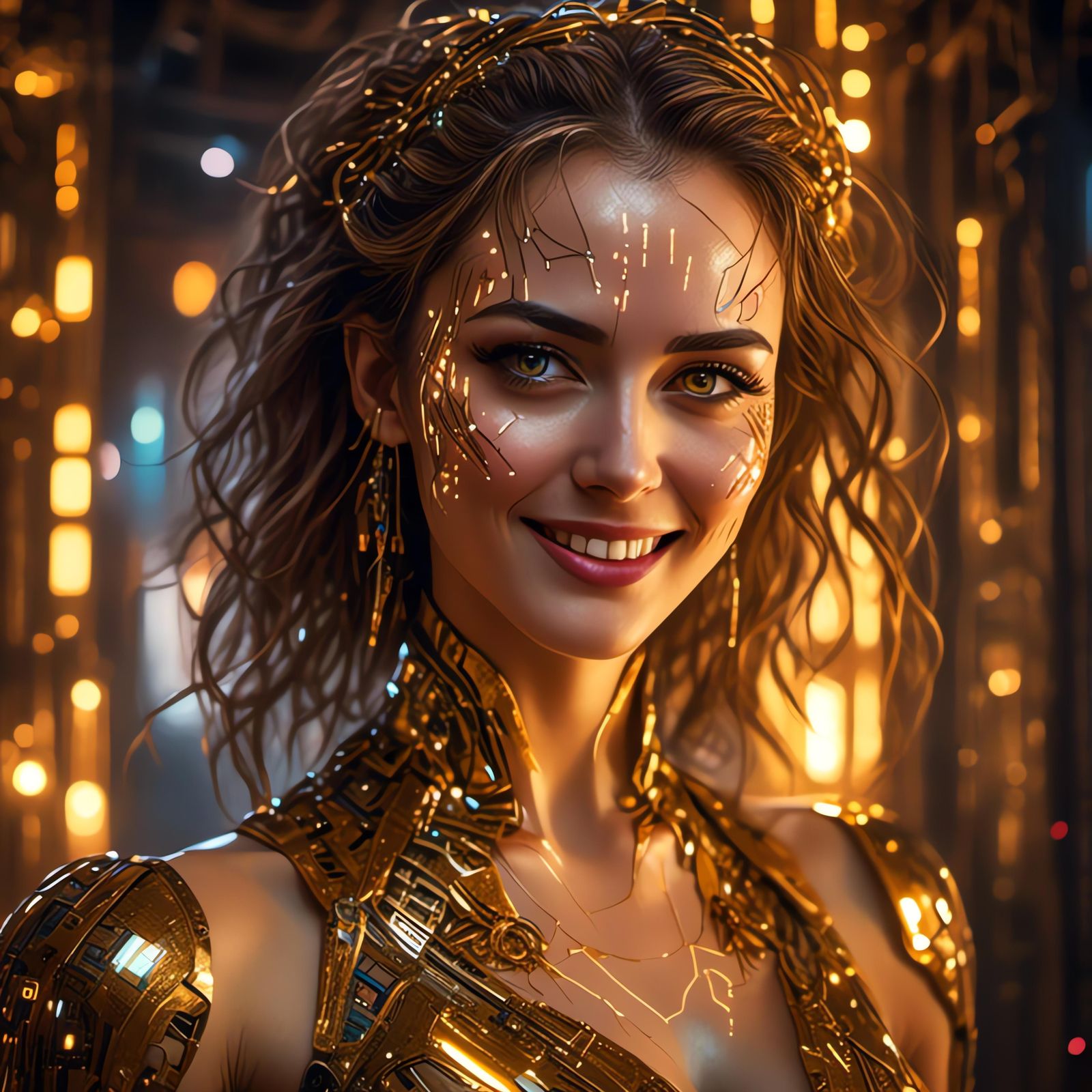 Gorgeous Gold Android Woman: Ethereal Beauty