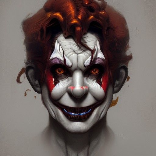 Hyperdetailed Halloween Clown Portrait as Digital Art