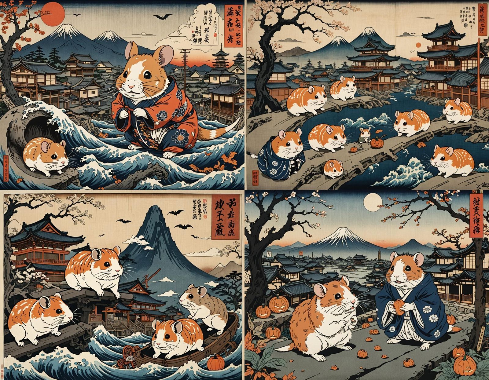 Ukiyo-e Hamster Homunculus in Tokyo Disaster