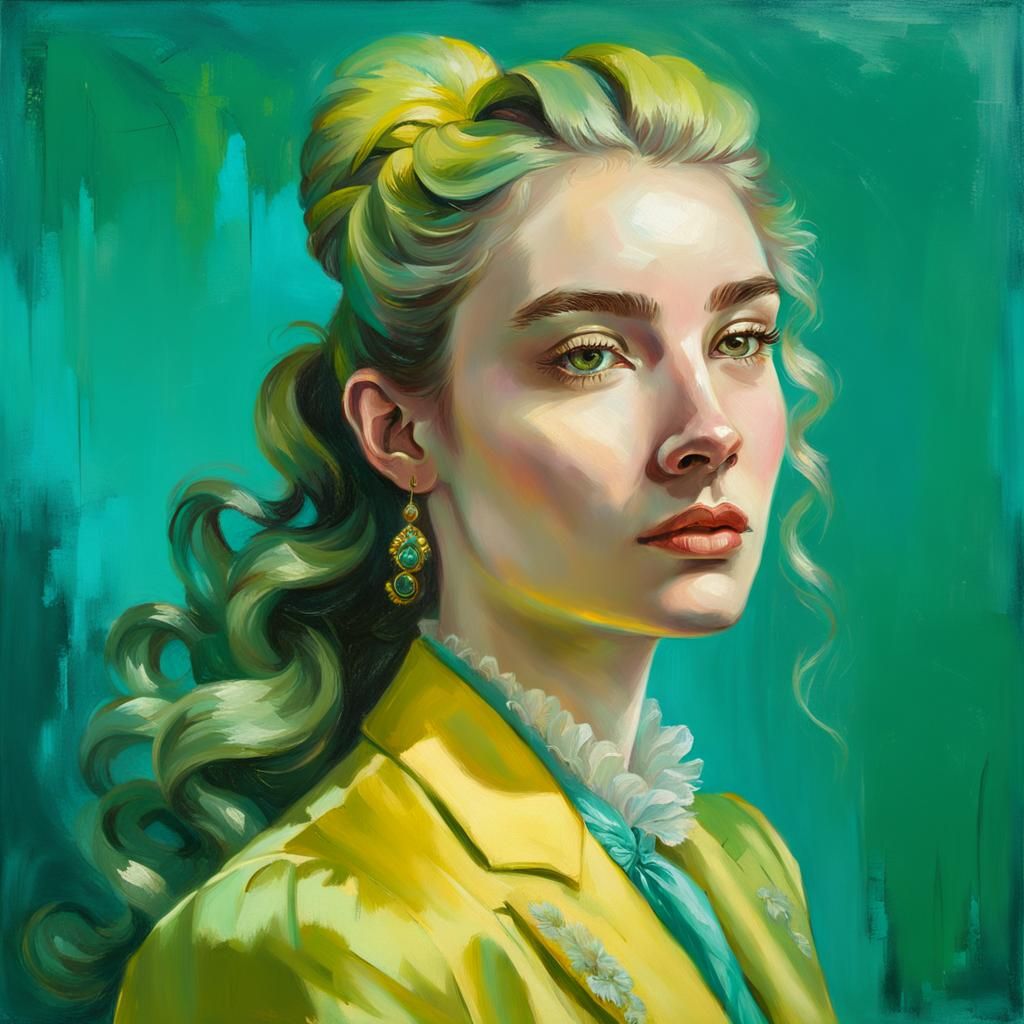 Rococo Portrait of Girl in Yellow Suit