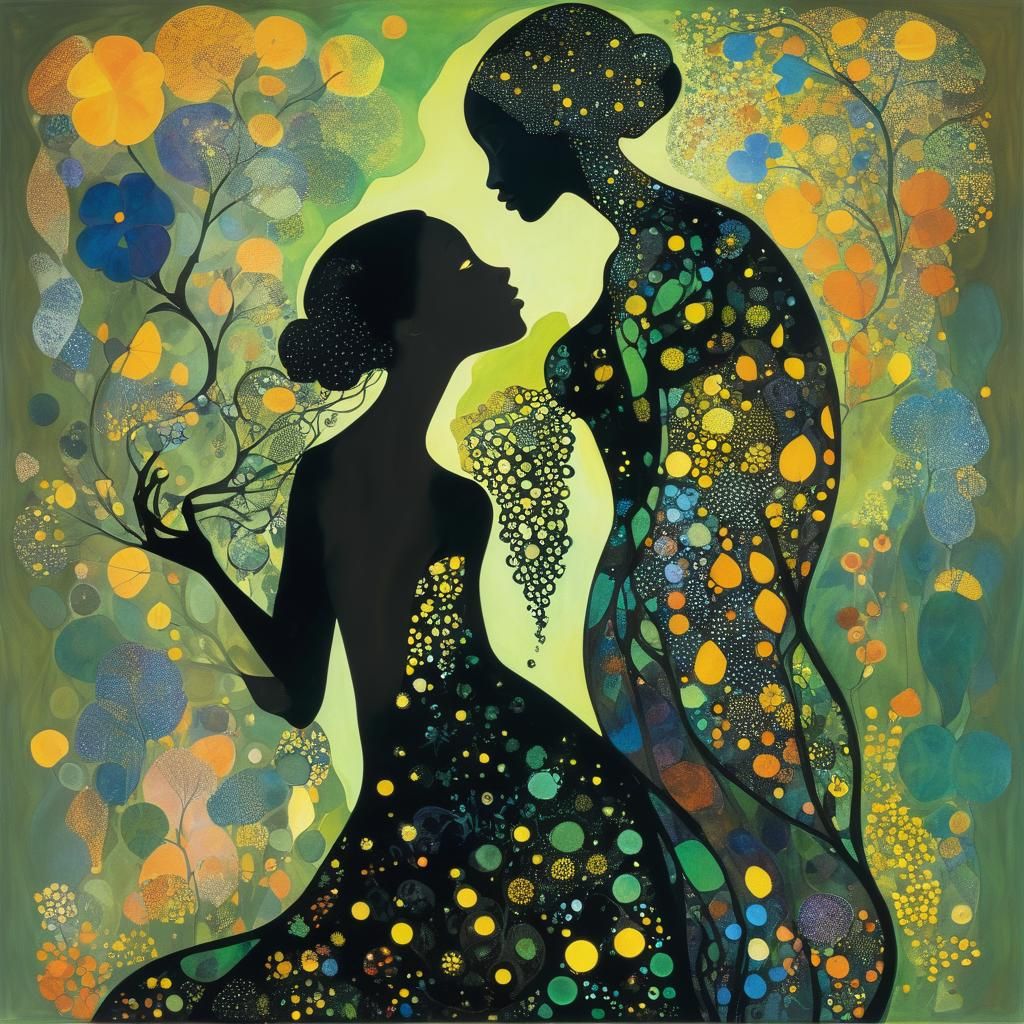 Whimsical Silhouette in Art Nouveau Style