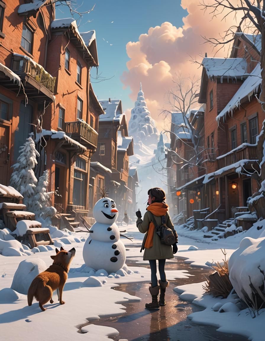 Pixar-Inspired Winter Wonderland in Ruin