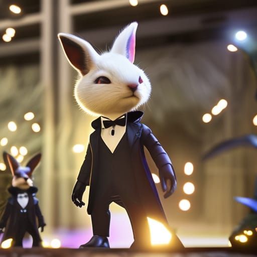 Neo Rabbit in the Matrix: 3D Render Cartoon