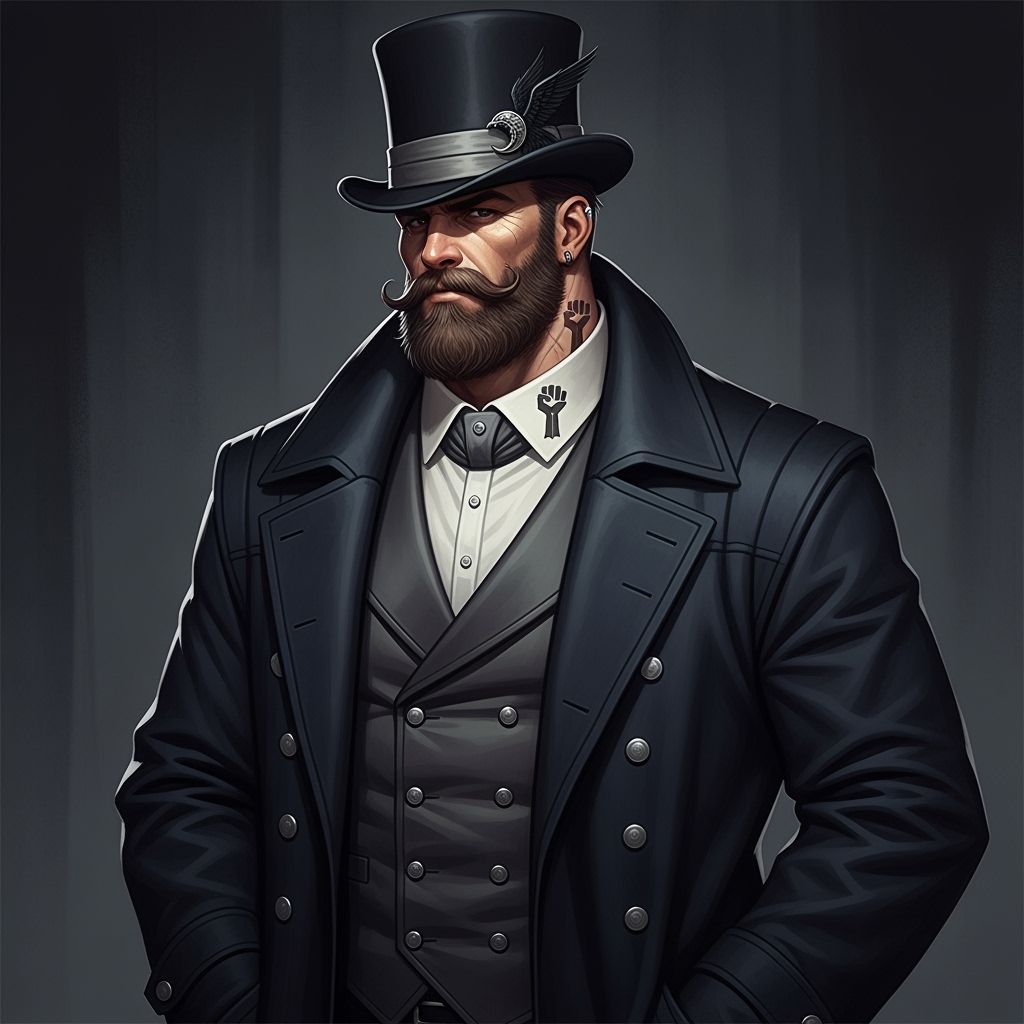 Noir Portrait of Man in Overcoat and Victorian Hat