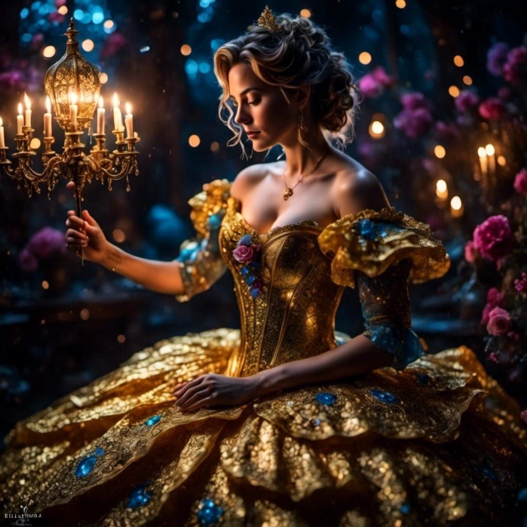 Leslie as Belle with the Beast