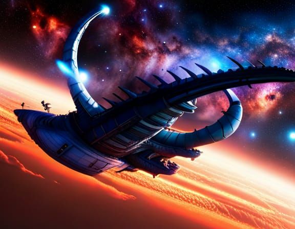 Dragon Ship Cruises Through the Galaxy
