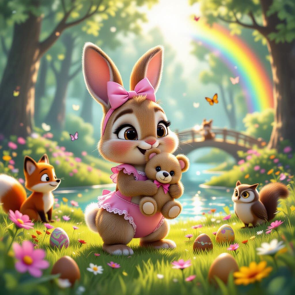 Cute Bunny in Enchanted Forest, Zootopia Style