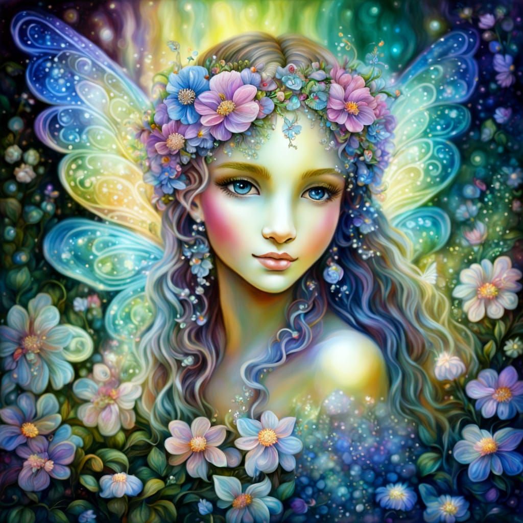 Fairy in Floral Garden: Whimsical Fantasy Art